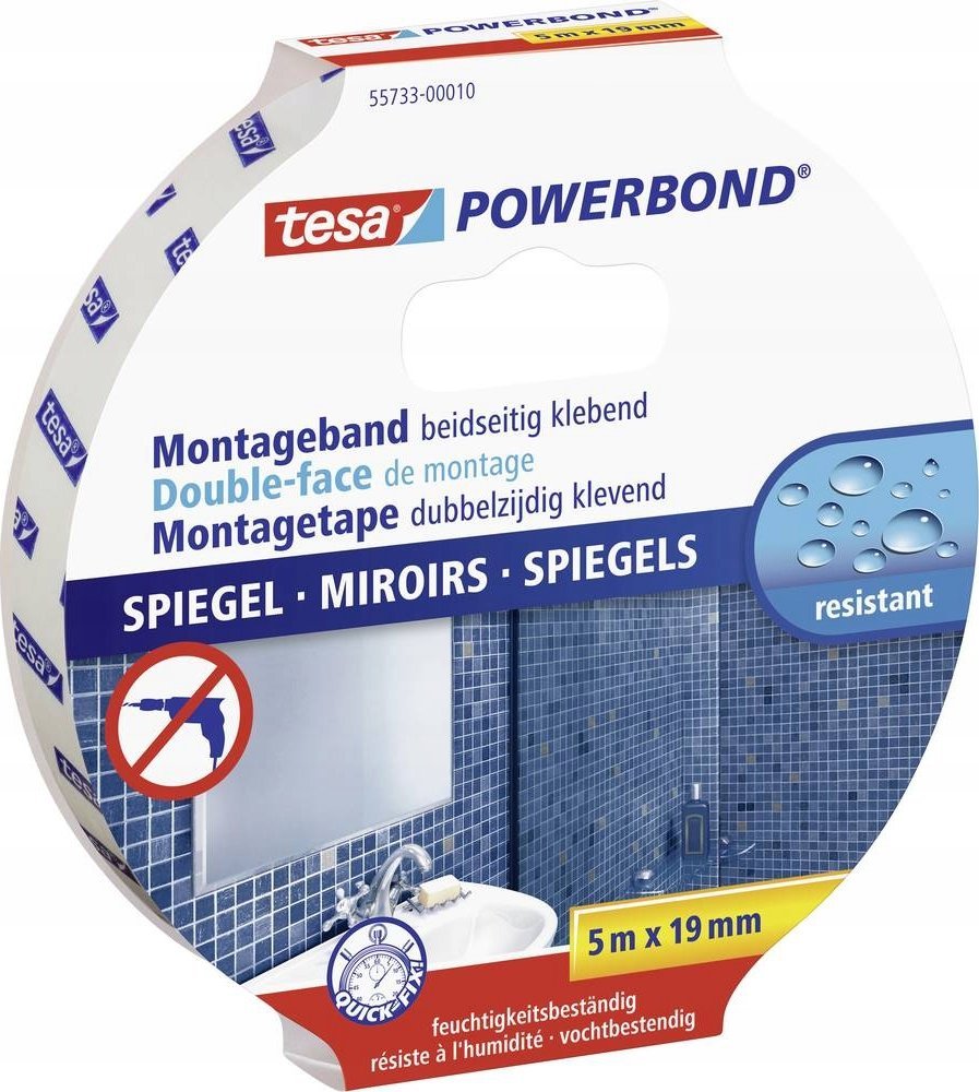 Фото - Канцелярський клей TESA Powerbond Montageband Spiegel 5m 19mm 