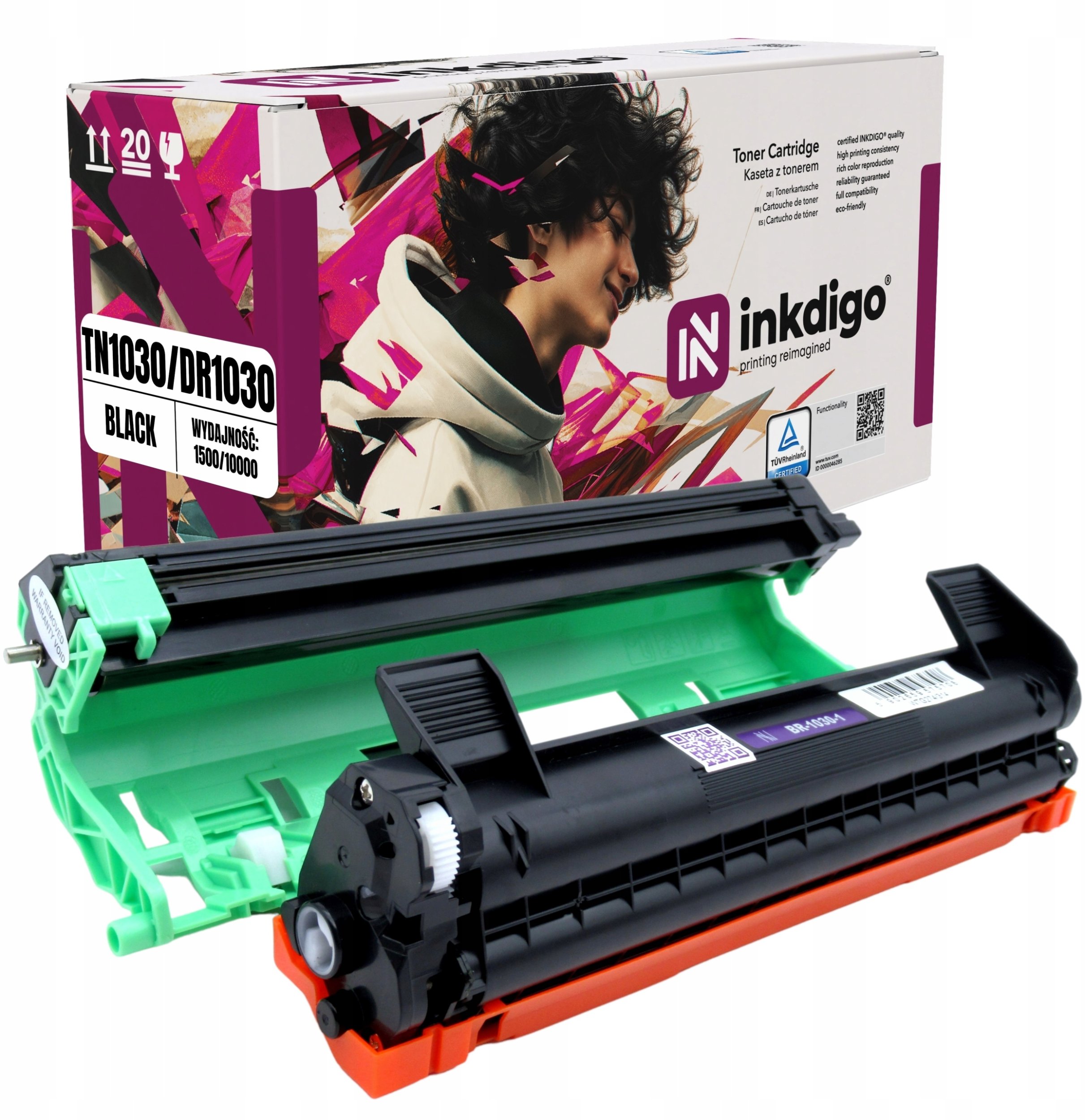 Inkdigo TN1030 DR1030 Toner + Bęben do drukarki Brother DCP-1512E DCP-1612W HL-1112