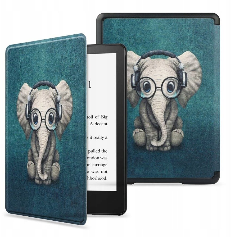 Pokrowiec Alogy Etui do KINDLE PAPERWHITE V 5 6,8' SIGNATURE EDITION Słonik Zielone Braders (1873082...