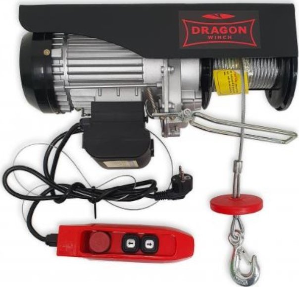 Dragon Winch Wciągarka warsztatowa, elektryczna DWI HD 230V 12 m nośność 500/990 kg (pilot przewodowy)