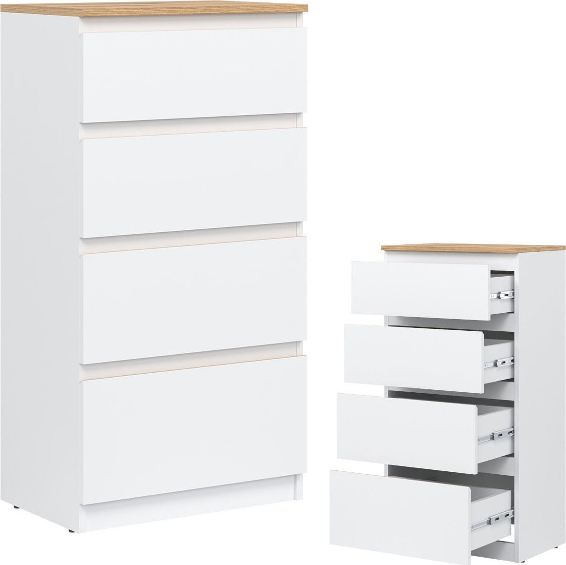 BogFran Komoda wąska z szufladami dąb Biała REMI RM04
