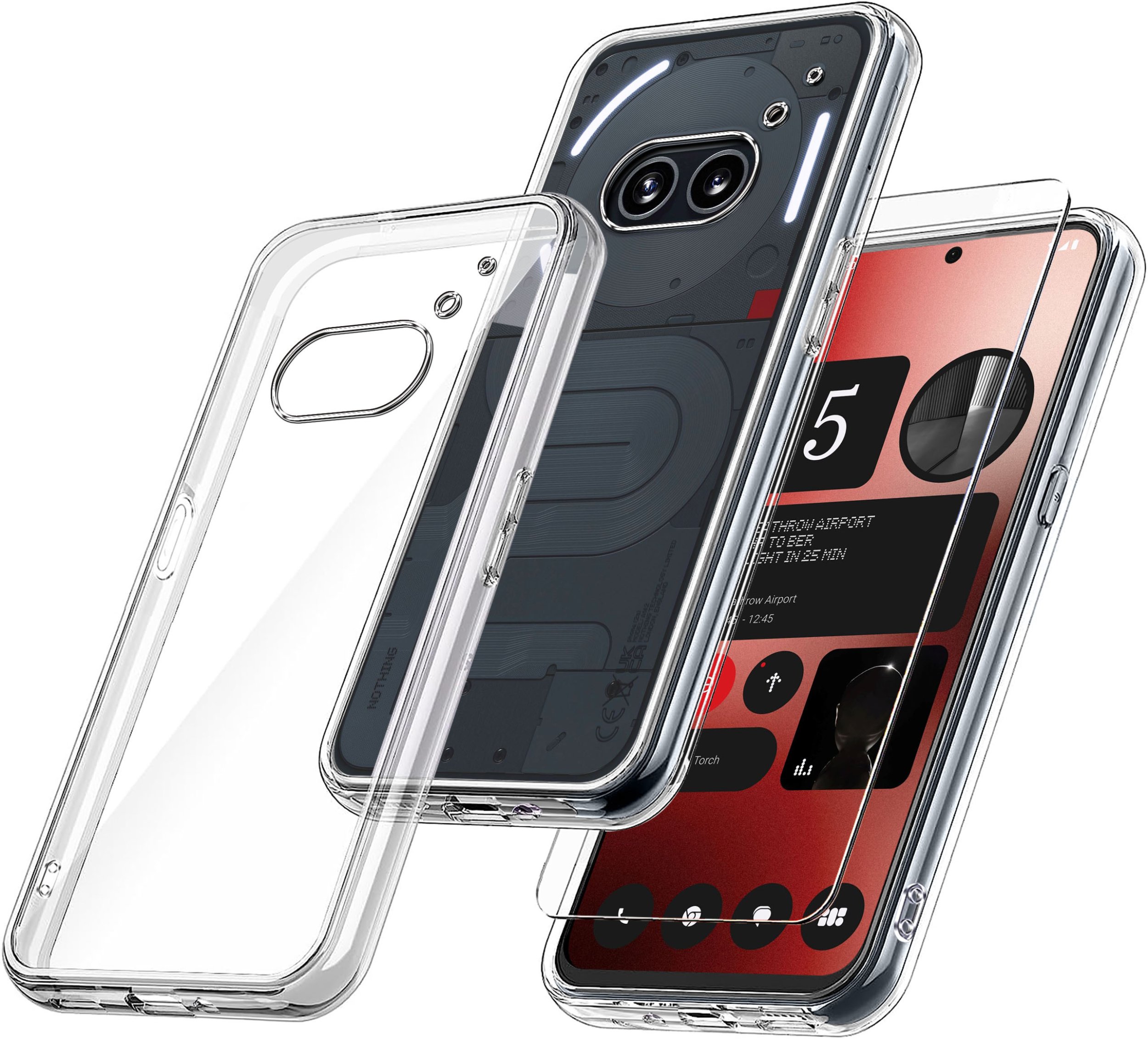 krainaGSM Etui do Nothing Phone 2a WZMACNIANE 360 CLEAR + Szkło 9H