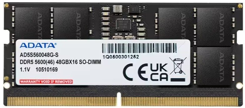 Pamięć do laptopa ADATA SODIMM, DDR5, 48 GB, 4800 MHz, CL46 (AD5S560048G-S)