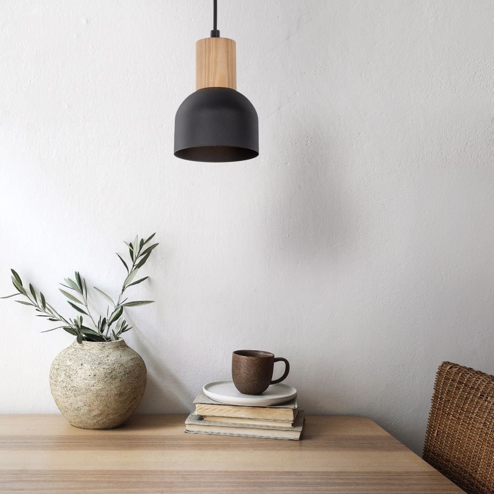 TK Lighting Cairo 4894 lampa wisząca zwis 1x15W E27 czarna/drewniana