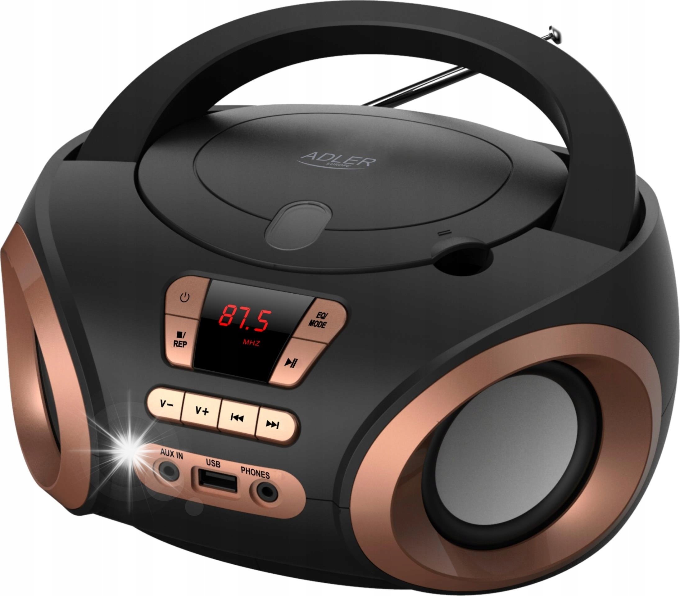 Radioodtwarzacz Adler Radio przenośne Boombox CD audio i MP3 USB AUX LCD radio FM Adler AD 1181
