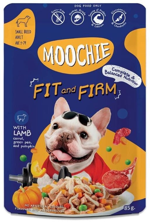 MOOCHIE Fit and Firm With Beef 85g karma mokra dla psa z jagnięciną