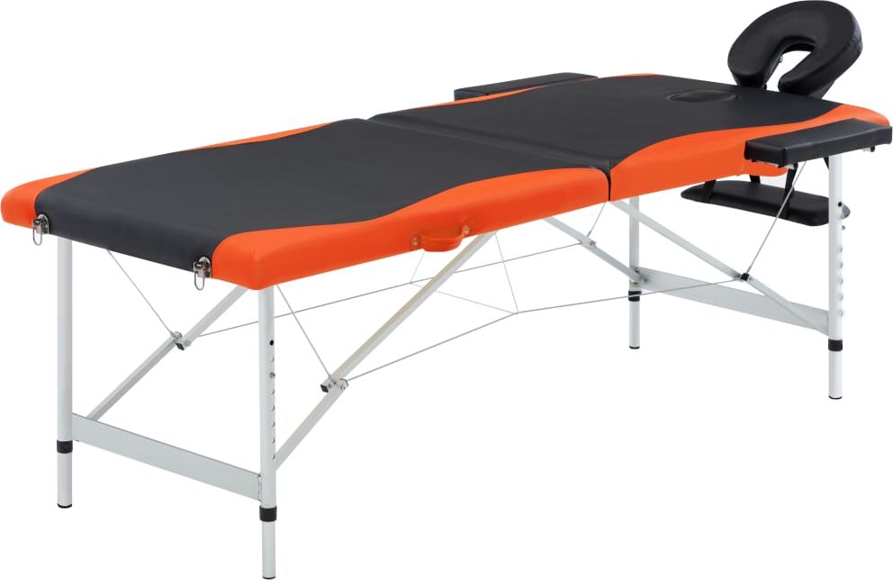 Фото - Масажний стіл VidaXL 2-strefy, składany stół do masażu, aluminium czarny i pomarańcz 