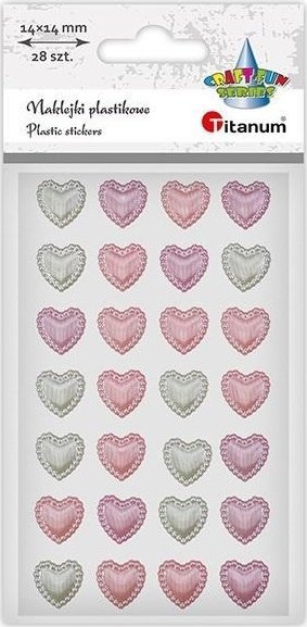 Naklejki plastikowe serca 14x14mm 28szt mix
