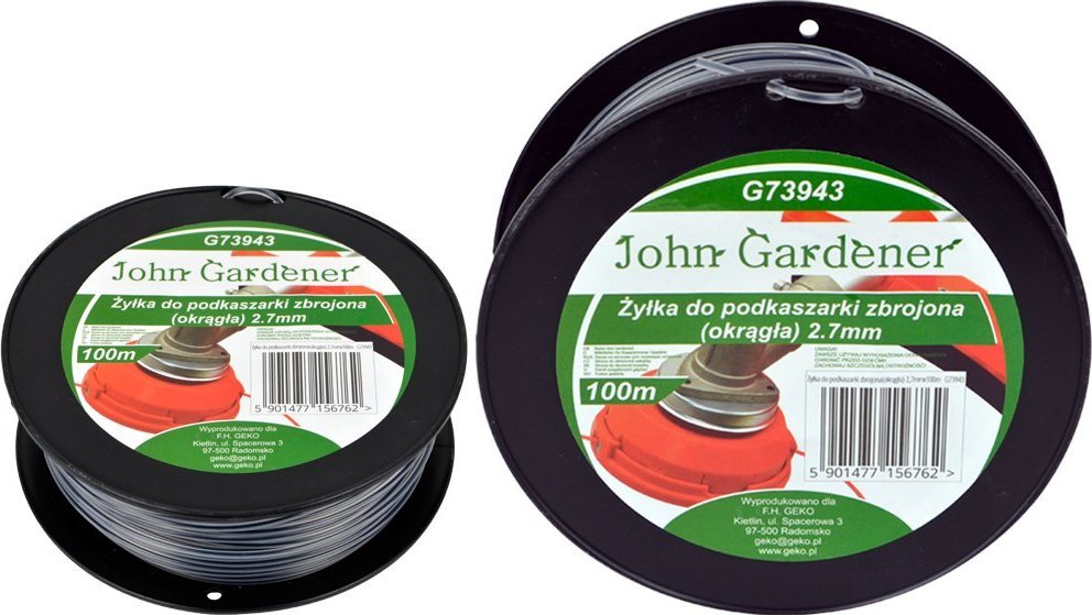 John Gardener Żyłka tnąca do kos i podkaszarek 2.7 MM 100 MB G73943 Okrągła + rdzeń