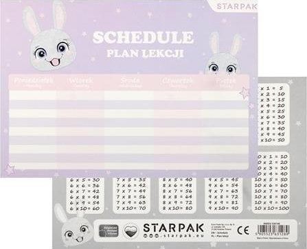 Plan lekcji z tabliczką mnożenia Rabbit (25szt)