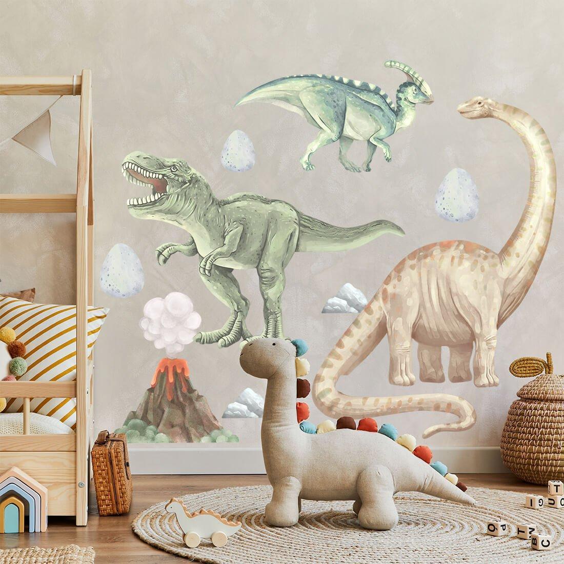 Pastelowe Love Dinozaury I - Naklejka na ścianę
