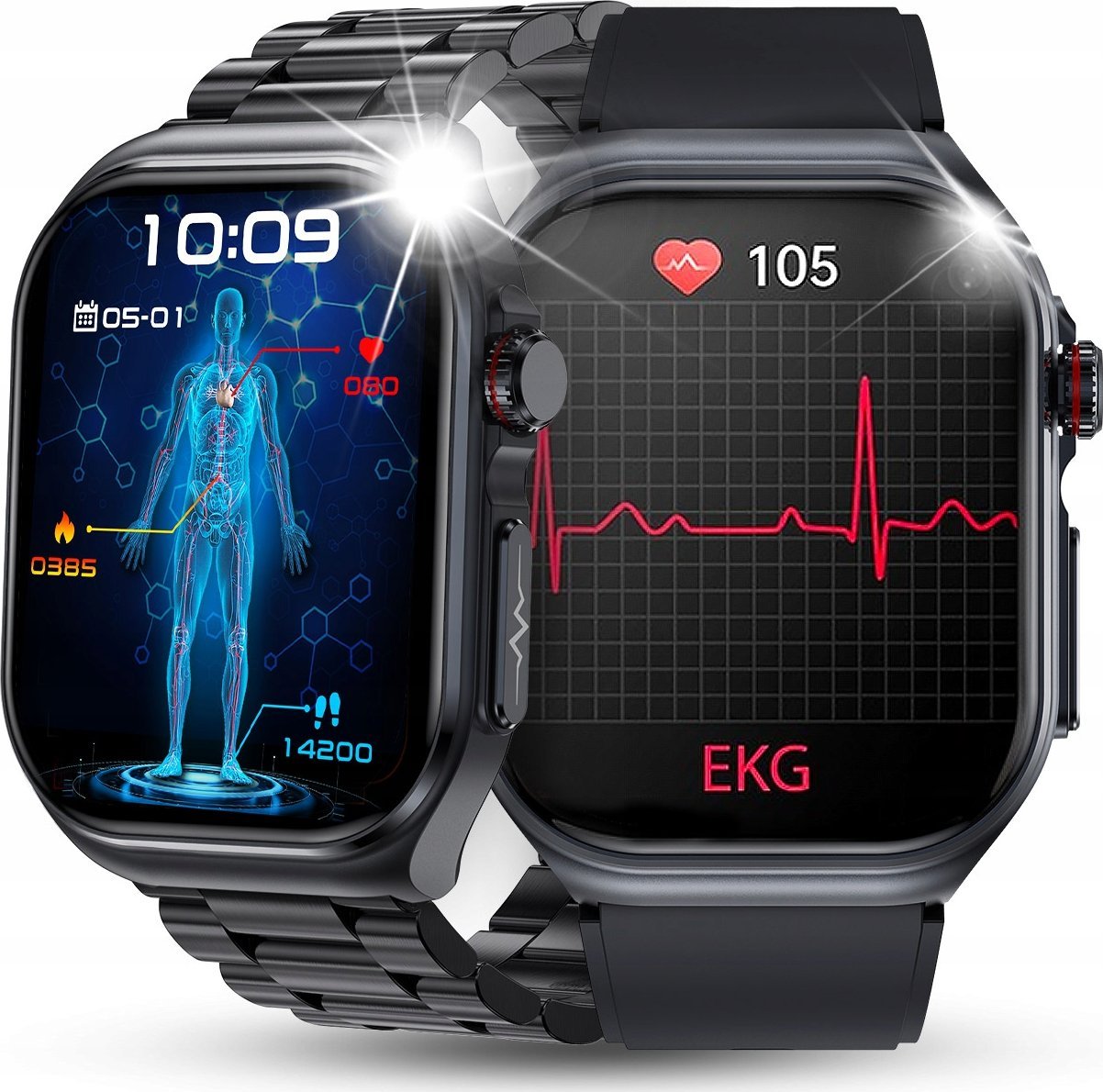 SMARTWATCH DLA SENIORA ZEGAREK EKG FUNKCJA POMIARU CUKRU CIŚNIENIE MENU POL