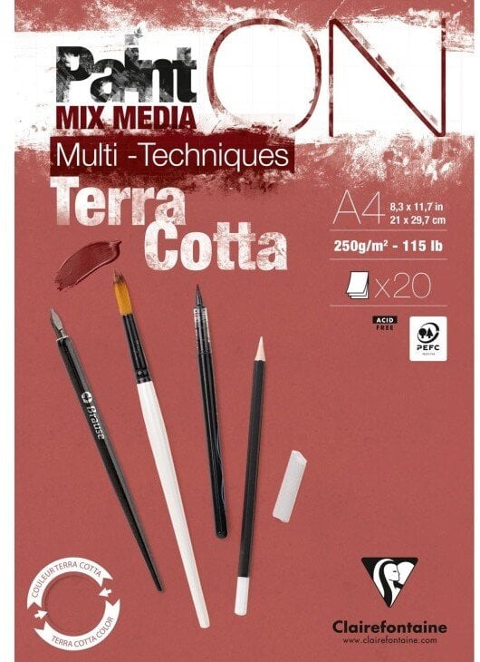 Paint-On Blok A4 250gram Terra Cotta, 20 ark, Toplimet