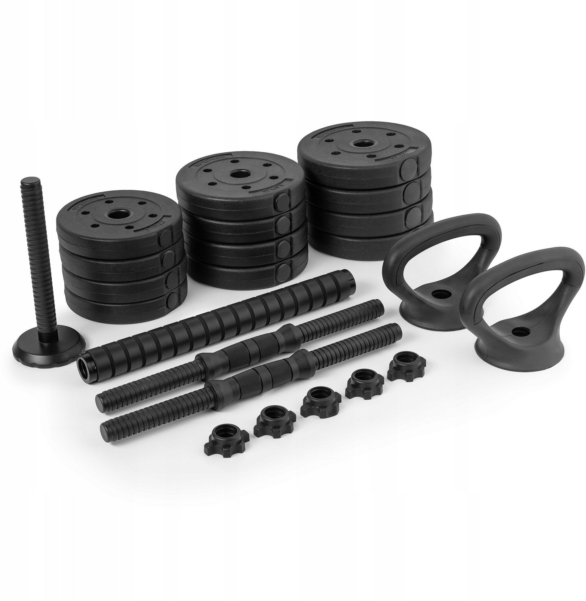 Spokey Zestaw hantli 4w1 (sztanga, hantle, kettlebell, podpórki do pompek) PONDUS SET 20 kg (Zestaw ...