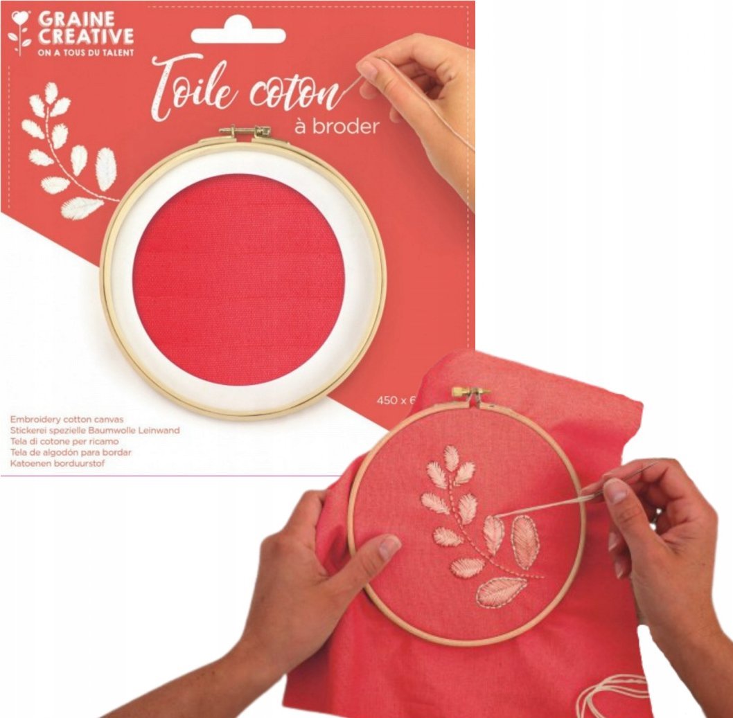 Bawełna do wyszywania 60x45 cm Czerwona