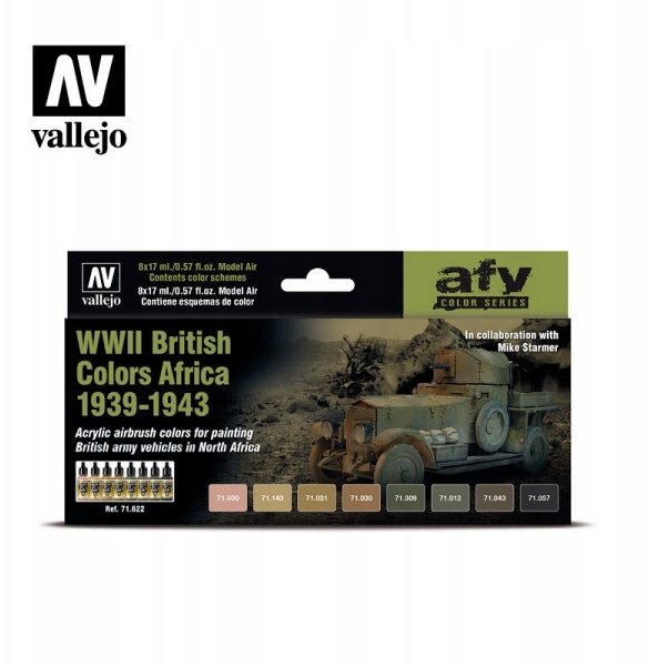 Vallejo Vallejo: 71.622 - Model Air - AFV - WWII British Colors Africa 1939-1943 (8x17 ml)
