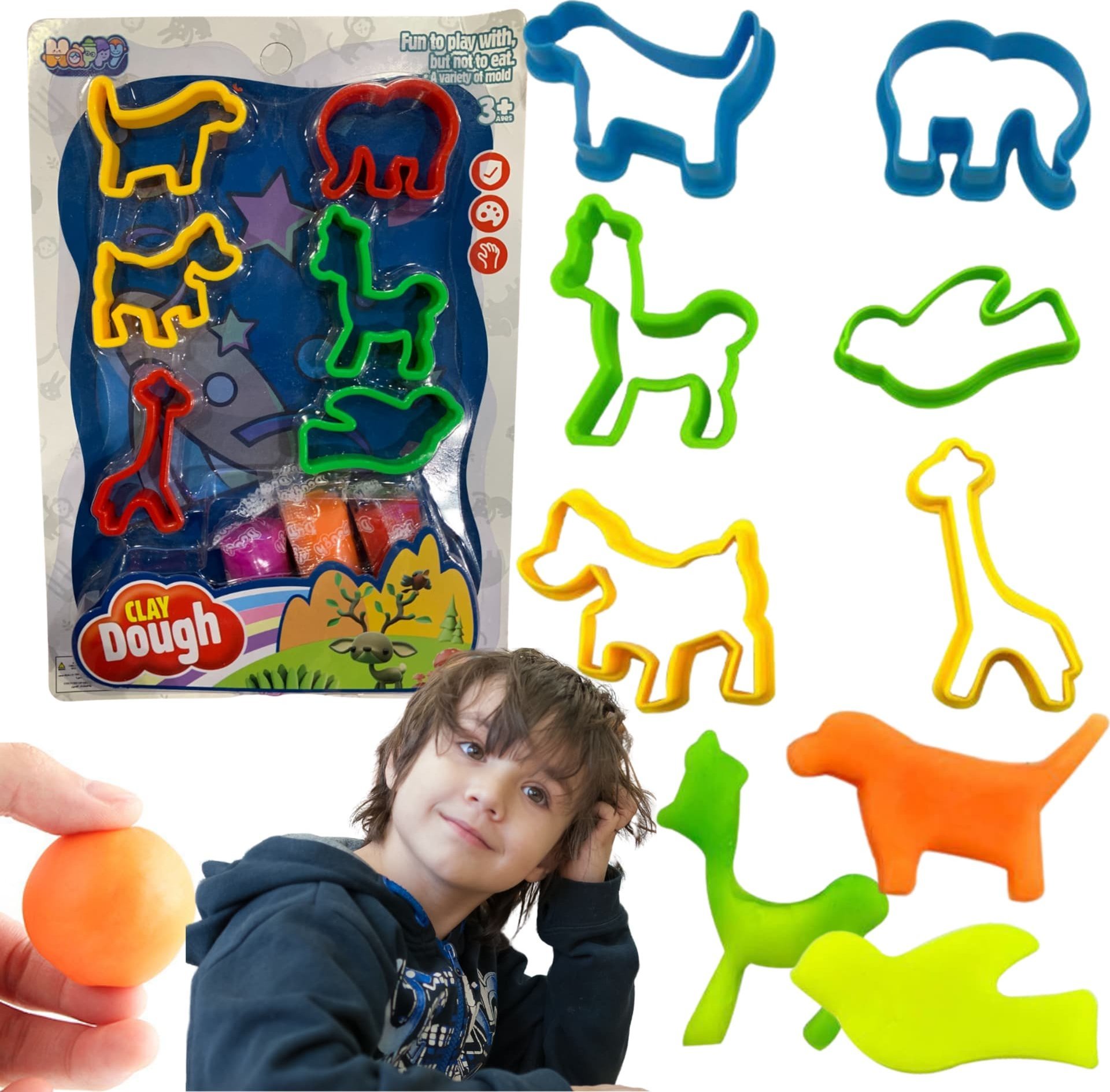 ProNice DUŻY ZESTAW FOREMEK DO CIASTOLINY CIASTA GLINY PIASKU FOREMKI 9ele + 3 MASY