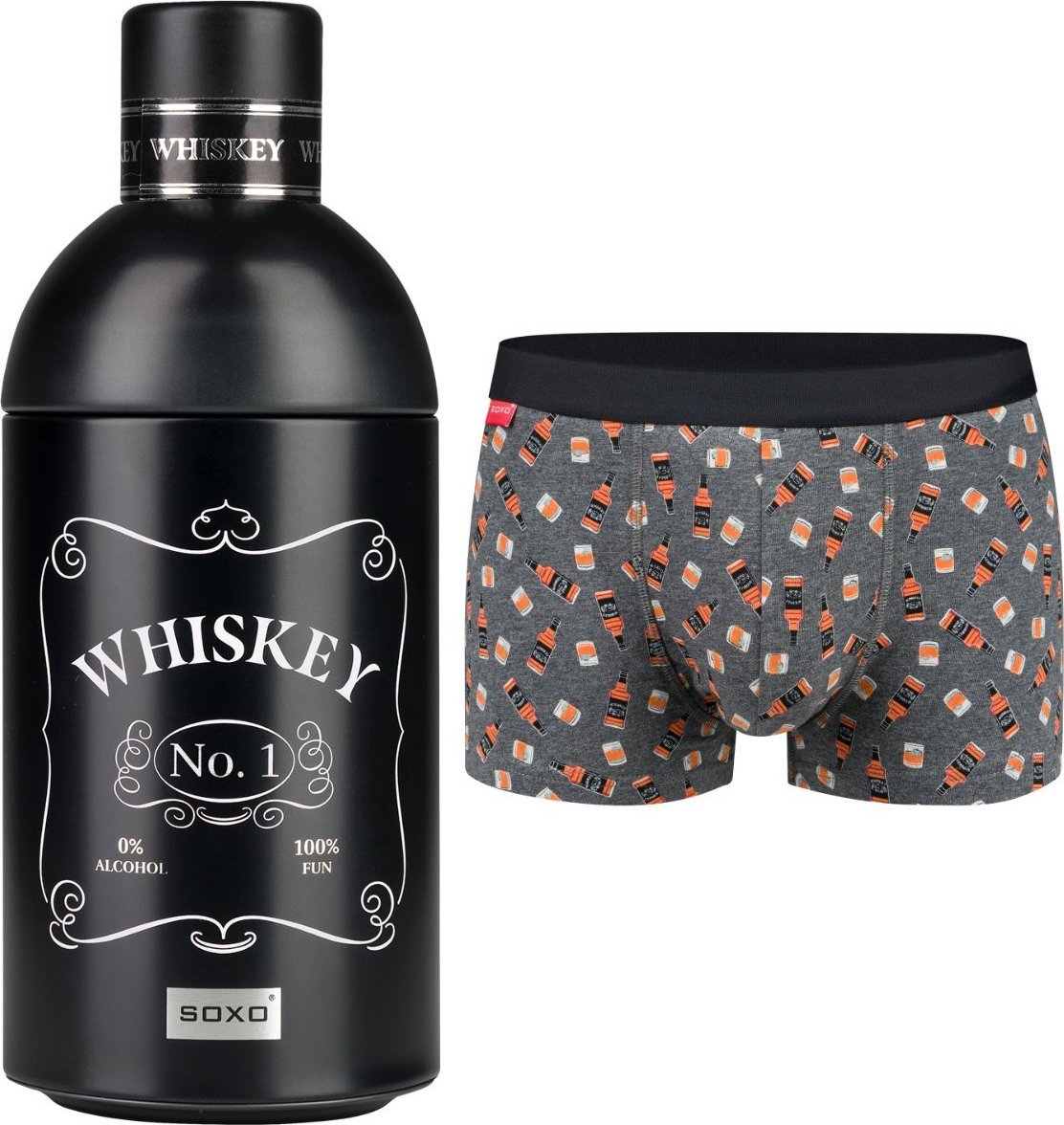 Soxo Bokserki męskie Whiskey w butelce idealny pomysł na prezent XL