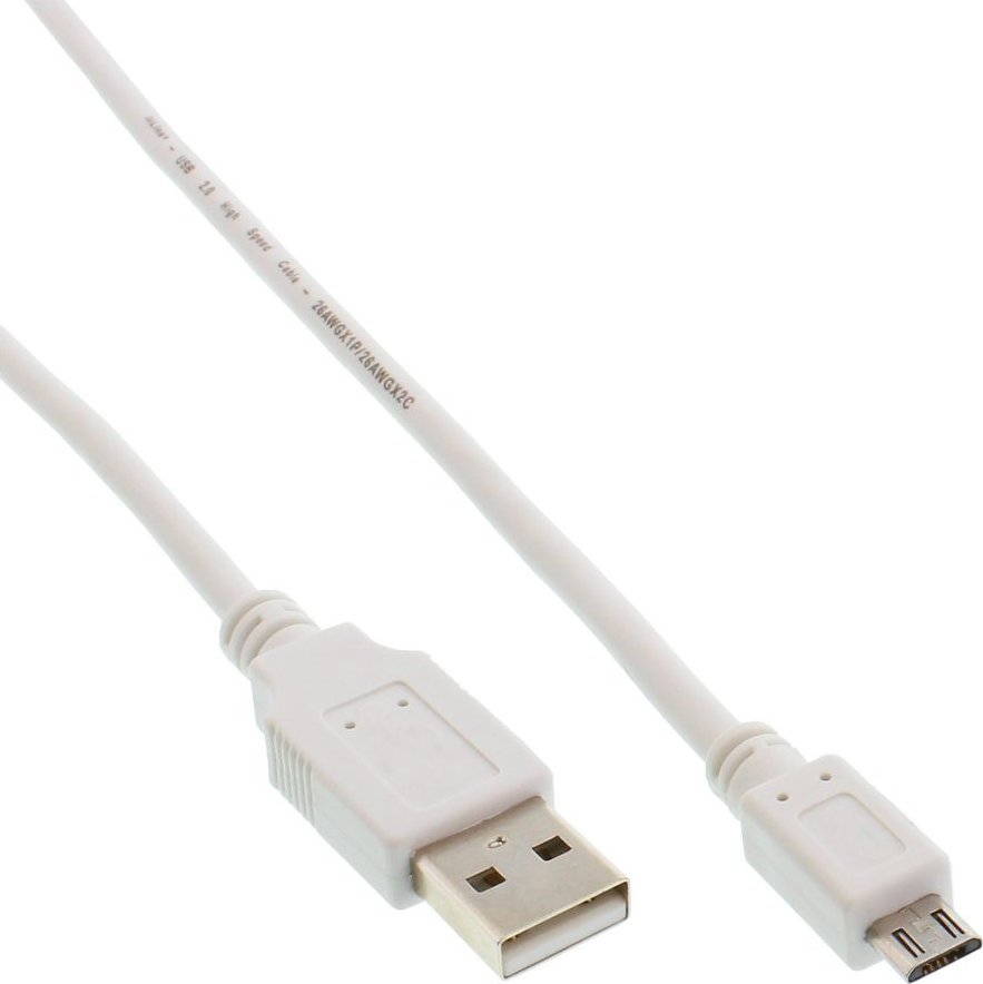 Фото - Кабель InLine Kabel USB  USB-A - microUSB 1 m Biały  (31710W)