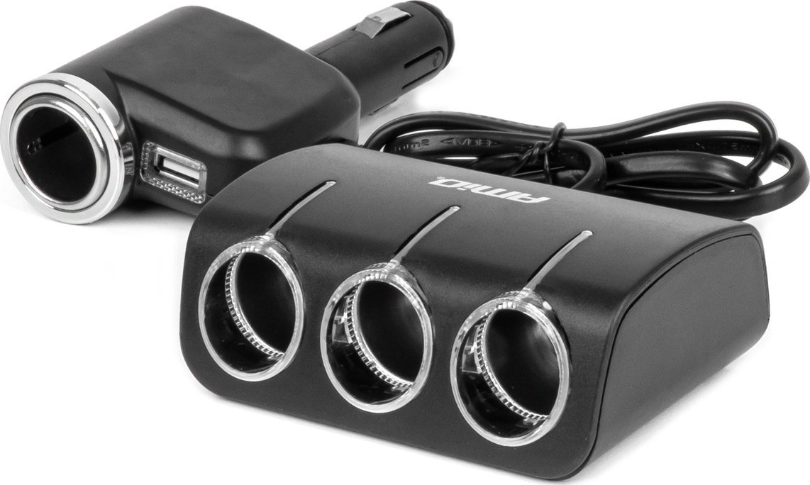 Rozdzielacz gniazda zapalniczki z ładowarką i żarnikiem 12v 24v 120w 80cm amio-04360