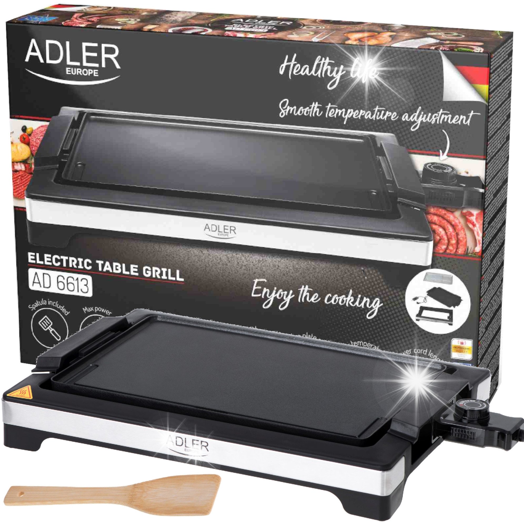 Grill elektryczny Adler Grill elektryczny stołowy duży mocny 3000W 240 stopni