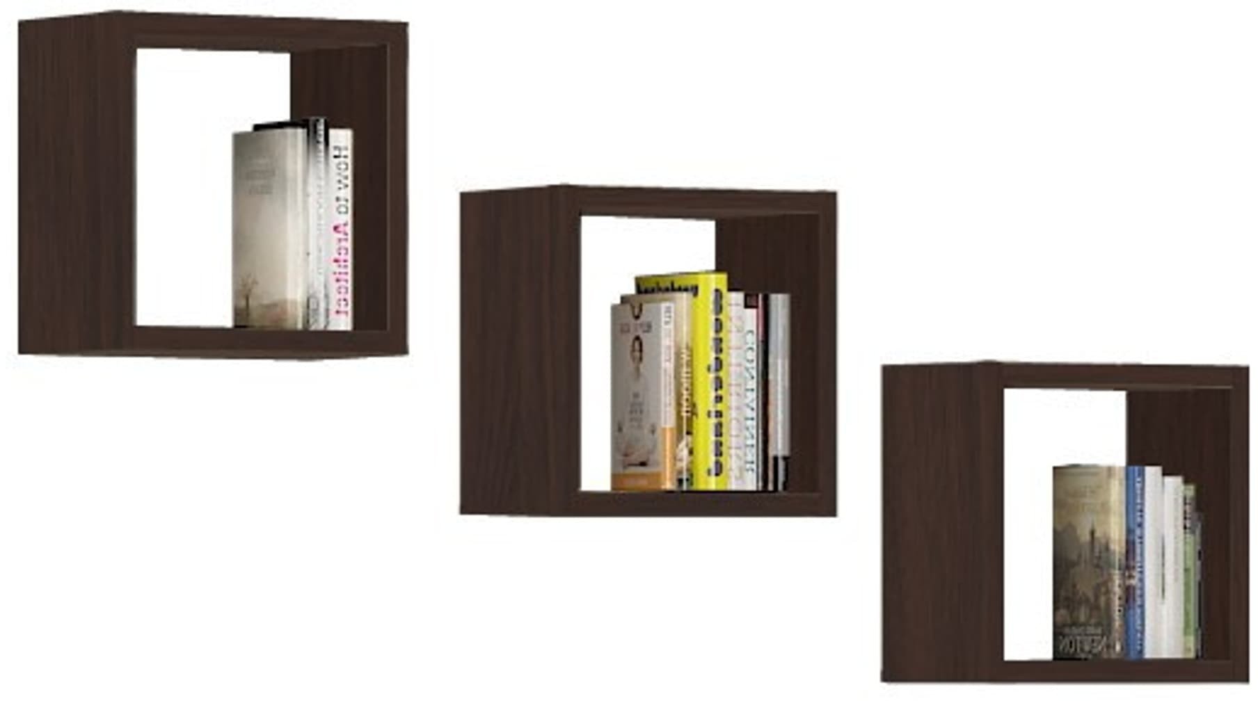 Nore zestaw 3 półek NORE K 25x25cm ciemny brązowy