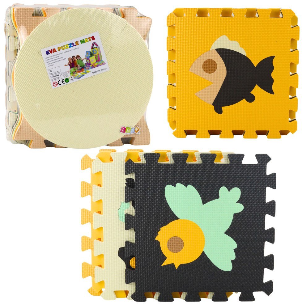 LeanToys Miękkie Puzzle Mata Edukacyjna Pianka EVA Zwierzęta Brązowe 16 el.