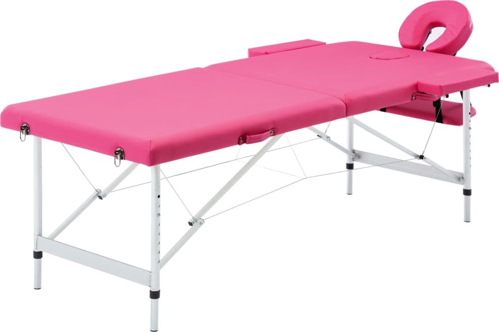 Фото - Масажний стіл VidaXL Składany stół do masażu, 2 strefy, aluminiowy, różowy 