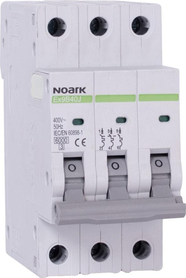 Noark NOARK Wyłącznik nadprądowy typu slim, 6 kA, charakterystyka B, 10 A, 3-bieg., Ex9B40J 3P B10