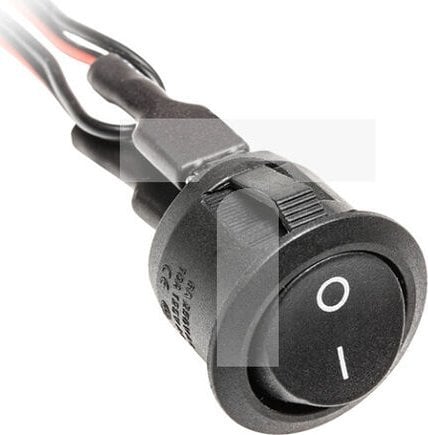 GTV Przełącznik kołyskowy czarny 12V 3A z przewodami 0,1m i konektorami mini amp męski i żeński