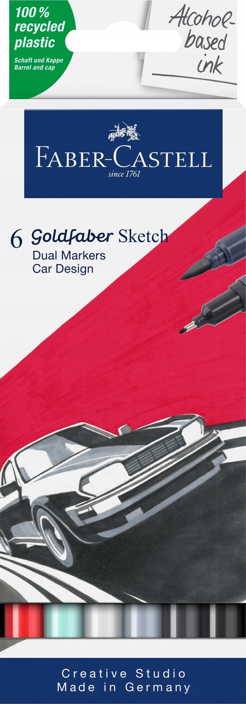 Faber-Castell Pisak dwustronny Goldfaber Sketch car design 6 kol