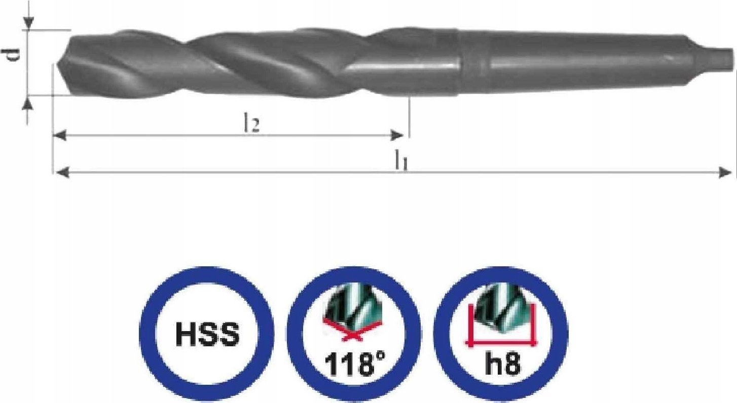 Zdjęcia - Wiertło (świder) Hitachi Wiertło do metalu Baildon DIN 345 RN NWKc 32 mm, HSS (F), 334-185 mm  (chwyt MK4)