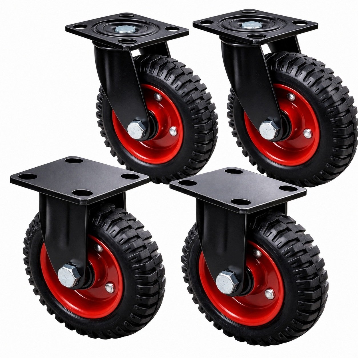 Bisanti Wózek transportowy kółka gumowe pełne 160 MM 600 KG mocne zestaw 4 szt. PVC