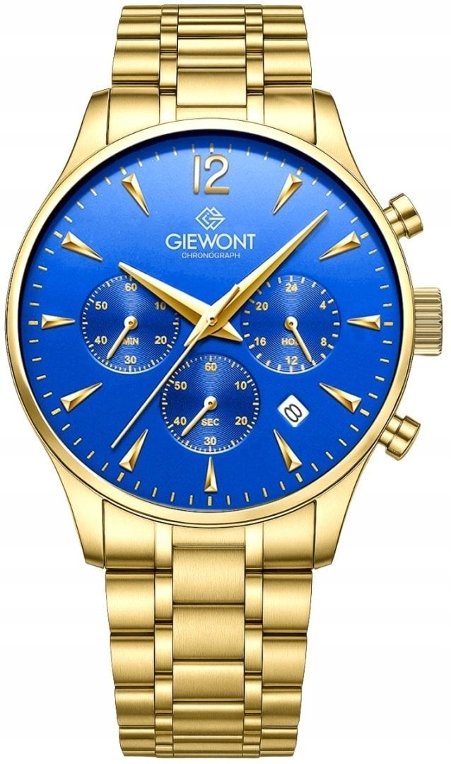 Zegarek Giewont Zegarek Męski Giewont Chronograph Sapphire Złoto Niebieski GW6310-B5