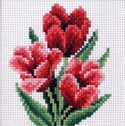Haft krzyżykowy - Tulipany