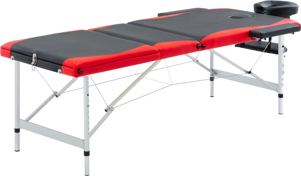 Zdjęcia - Stół do masażu VidaXL 3-strefowy, składany , aluminium, czarno-czerwony 
