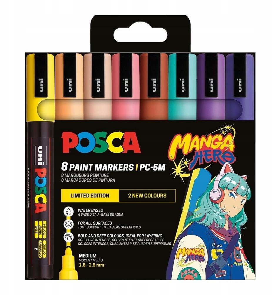 Posca POSCA PC-5M MANGA HERO - with 8 pcs. asst. colors