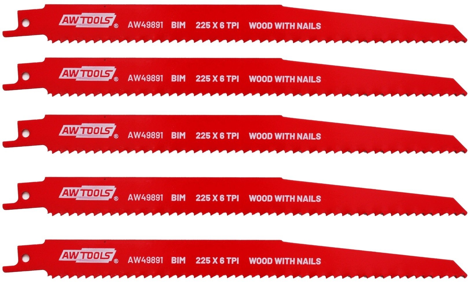 AWTools Brzeszczot BiM do piły szablastej 225mm 6 Z/CAL /5szt /drewno+gwoździe (AW49891)