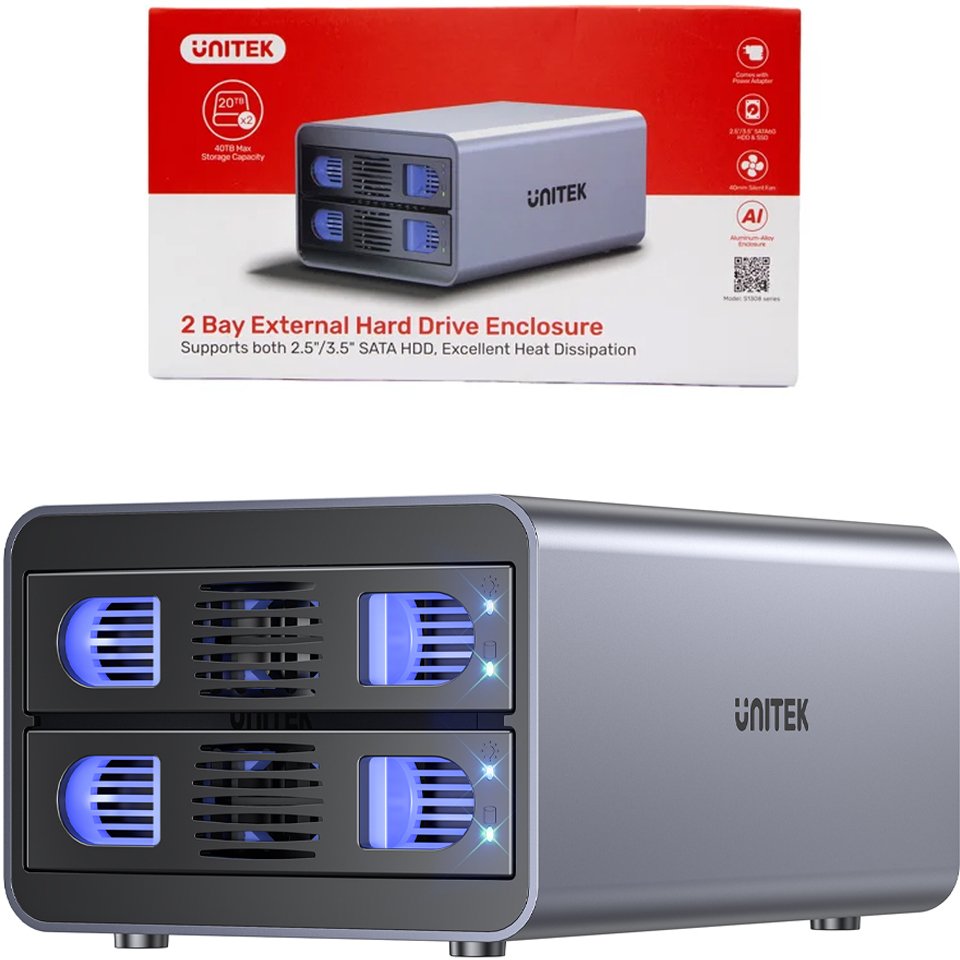 Kieszeń Unitek SATA 2.5/3.5 4 tryby 40TB USB C 10Gb/s