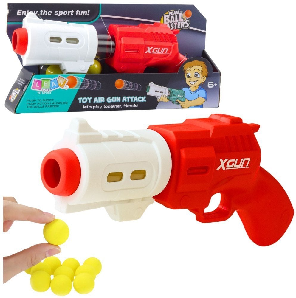 LeanToys Pistolet Broń Na Miękkie Kulki Piankowe XGUN Czerwony 6 szt.
