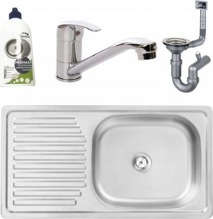 Zlewozmywak Kuchinox 1-komorowy wpuszczany Dino zestaw 75x40 cm