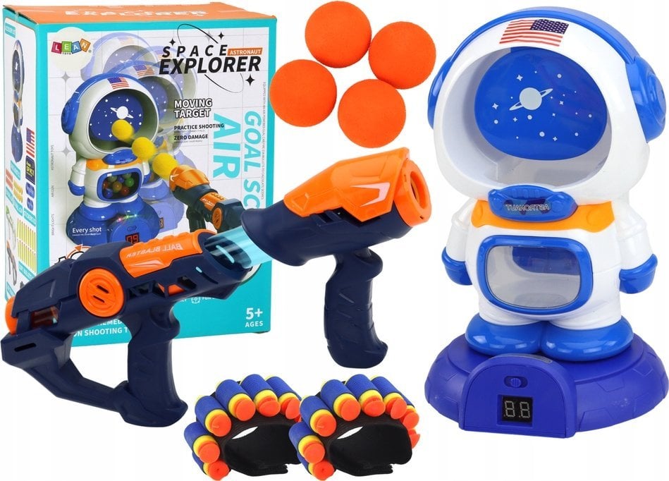 LeanToys Gra Zręcznościowa Strzelanie Do Astronauty 2 Pistolety Kulki Strzałki