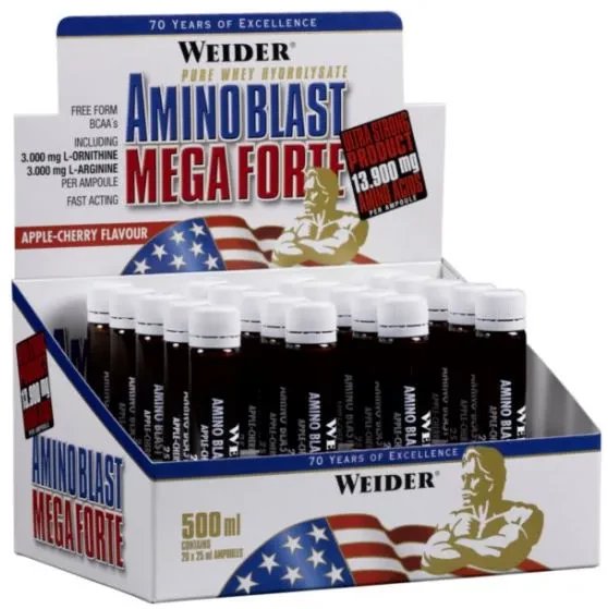 Weider - Amino Blast Mega Forte, Jabłko-Wiśnia, 20 x 25 ml