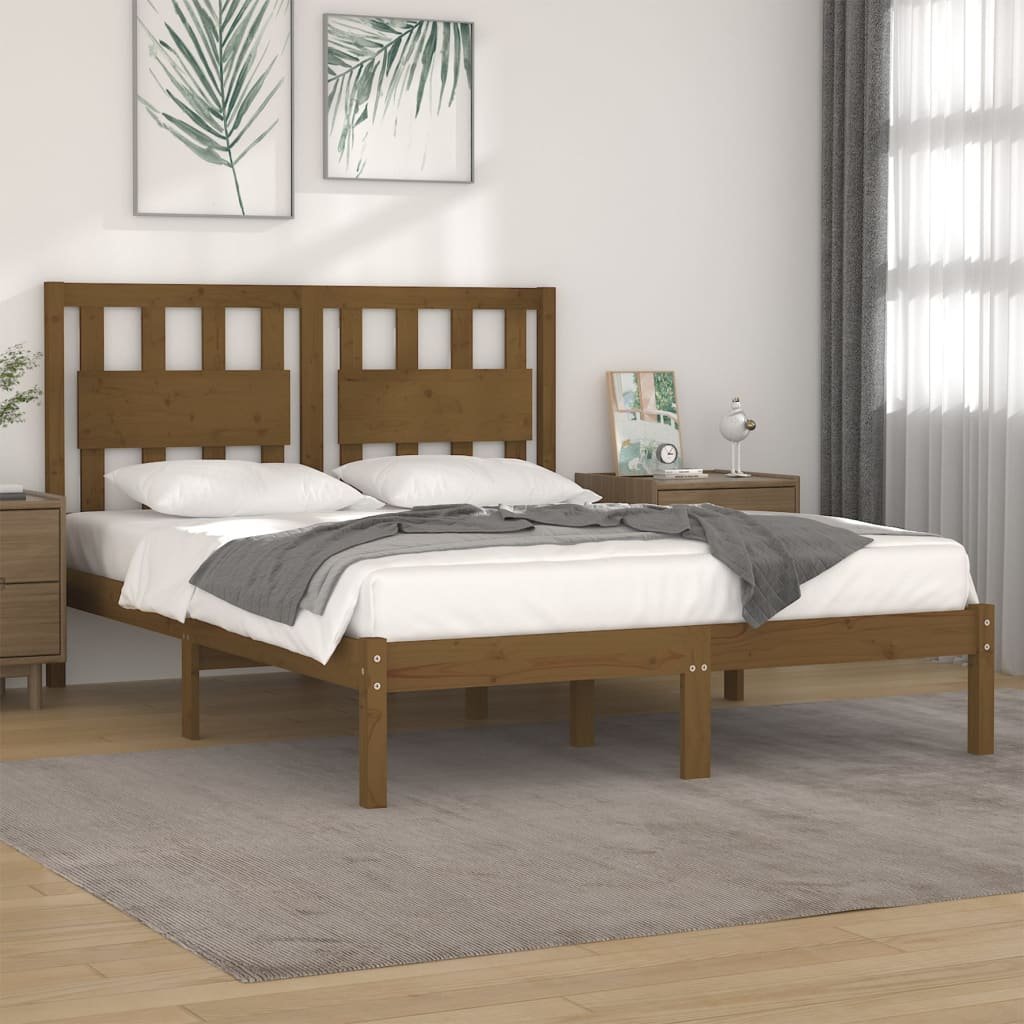 Фото - Ліжко VidaXL Rama łóżka, miodowy brąz, drewno sosnowe, 150x200 cm, King S 