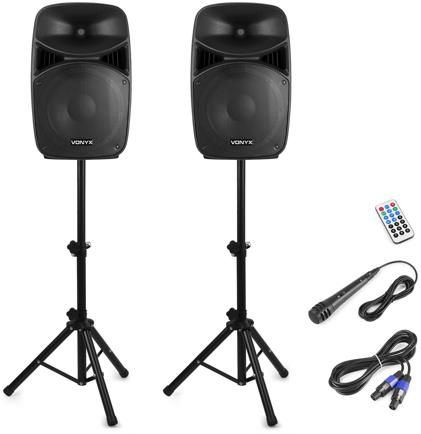 Kolumna Vonyx Zestaw nagłośnieniowy aktywny 1000W statywy mikrofon one size