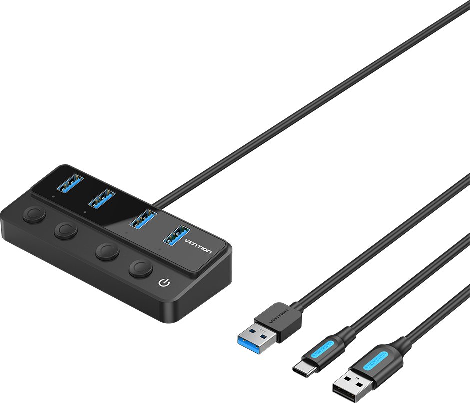 Vention Hub USB 3.0 Vention 5 w 1 z indywidualnymi przełącznikami zasilania