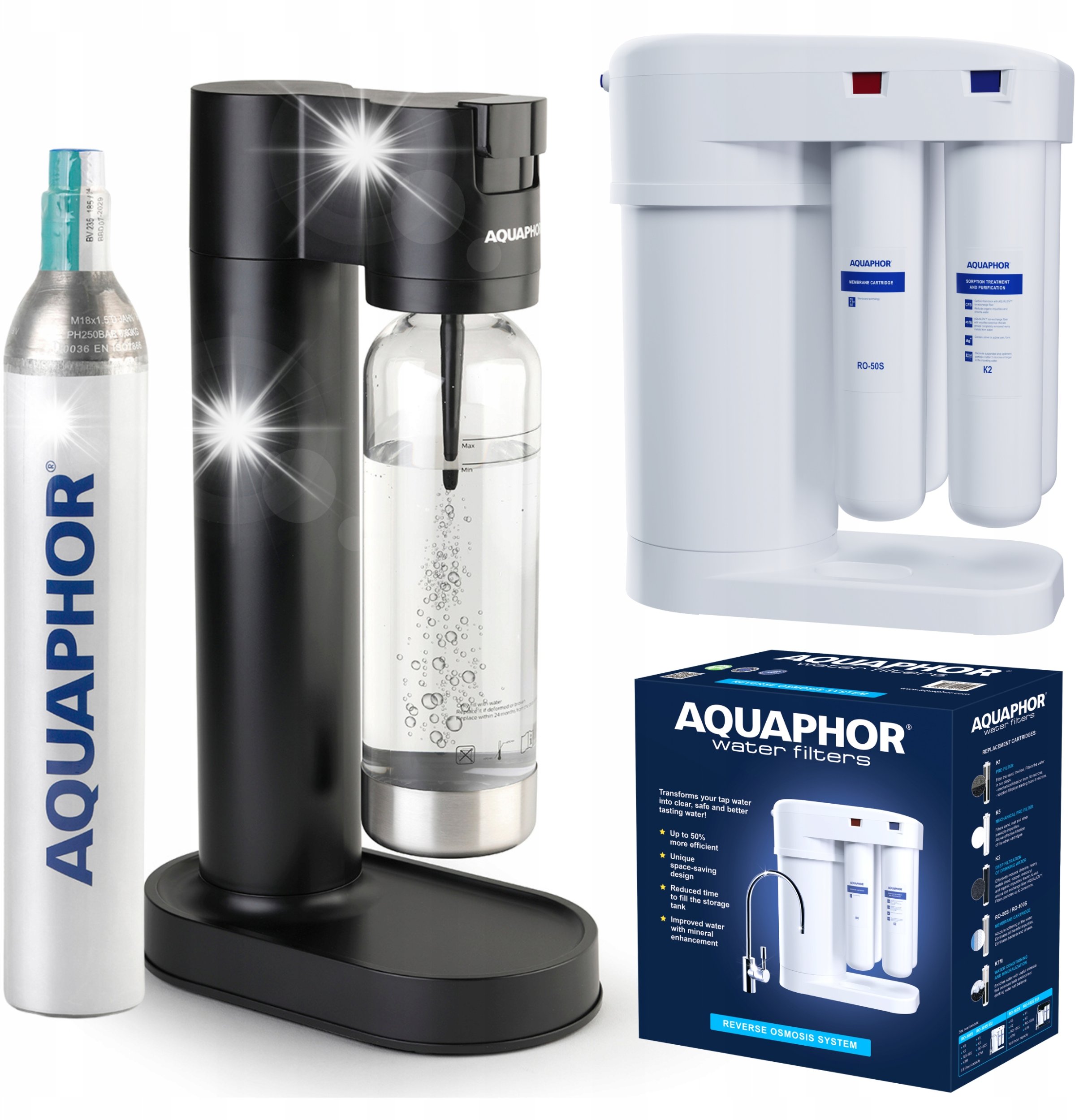 Aquaphor Zestaw Saturator AQUAPHOR PEARL + Filtr do Wody Odwrócona Osmoza MORION RO