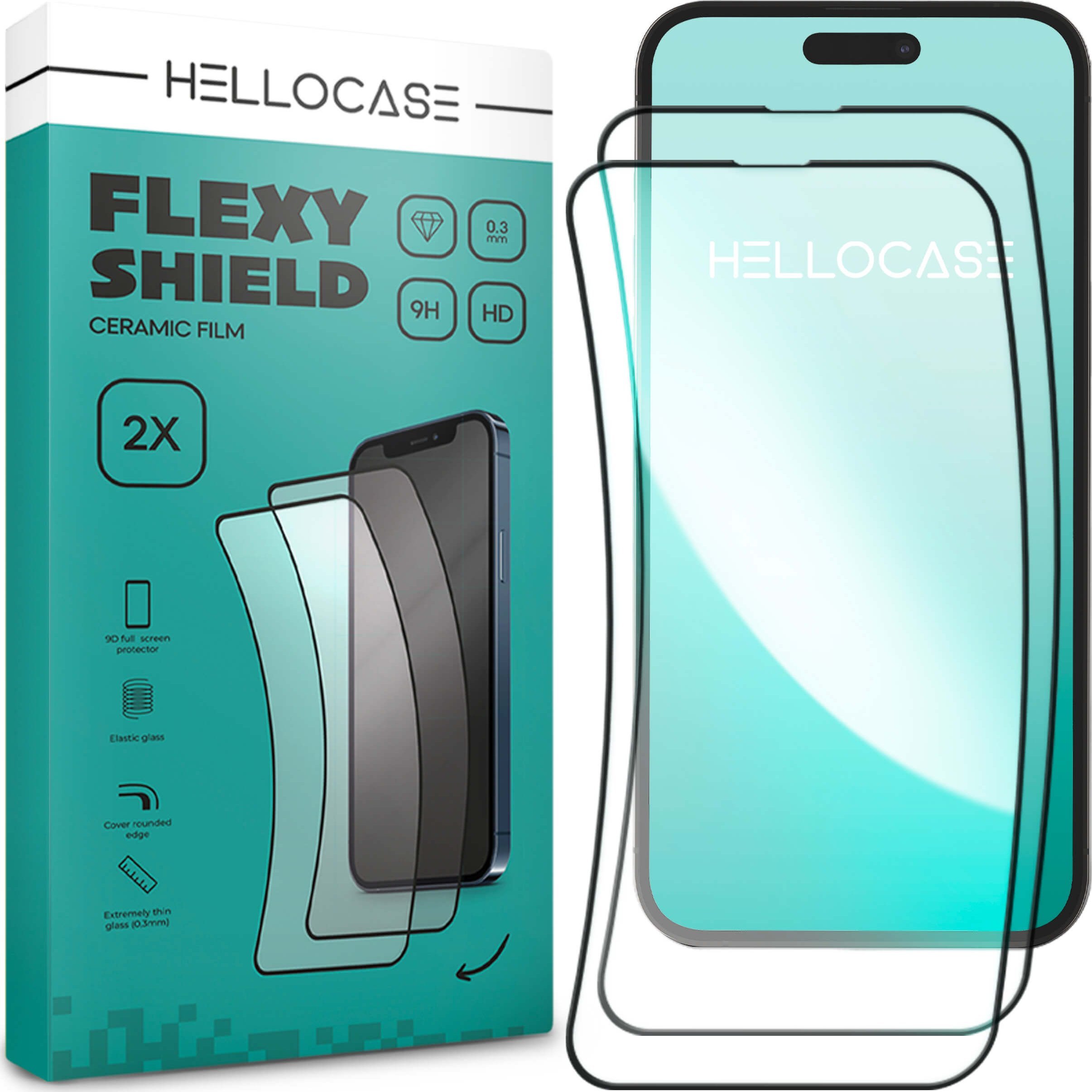 Hello Case 2 SZTUKI | Szkło Hybrydowe do Iphone 12 / 12 Pro (szybka 9H, pełne 5D)