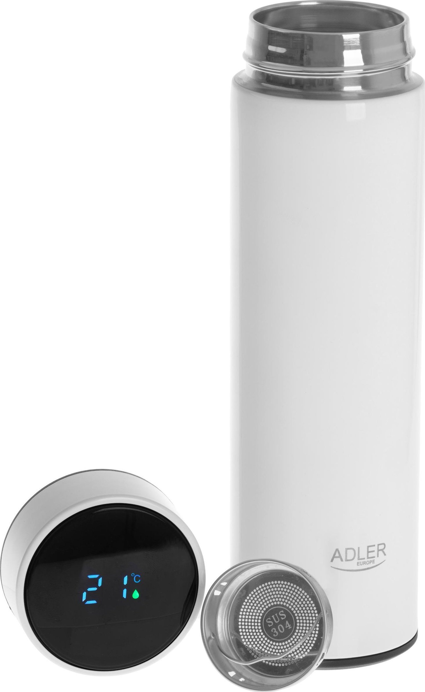 BA Productions LLC Termos Adler AD 4506 biały, wyświetlacz LED, 473ml