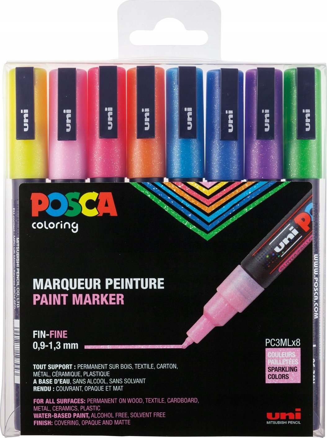 Posca Marker UNI PC-3M zestaw 8 Glitter